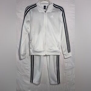 adidas White Tracksuit with Black Three-Stripes size Xs